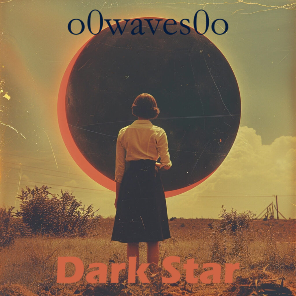 retro image of a woman staring into a black hole